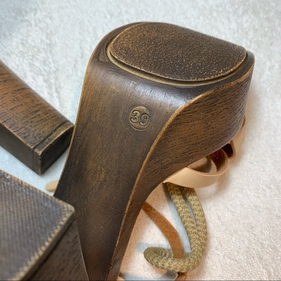 EXÉ tsakiris mallas upper leather beige platform sandals ankle strap size 39 - Picture 10 of 10